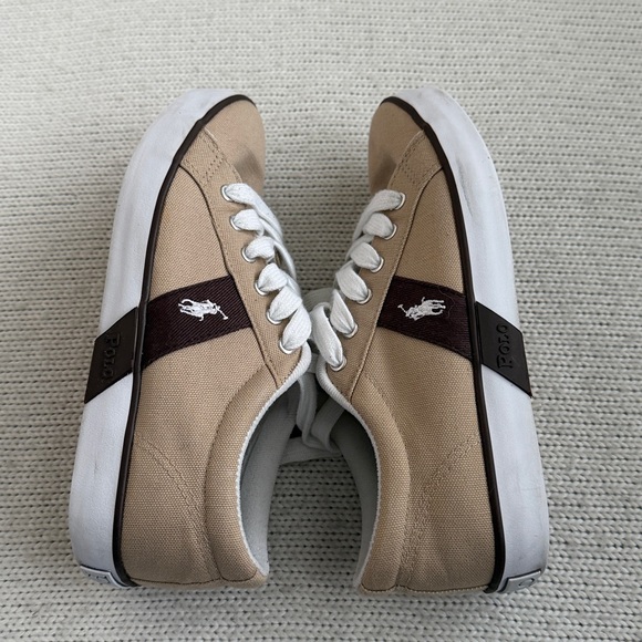 Polo Ralph Lauren Giles Canvas Sneakers Tan/Brown Size 8 - Picture 5 of 8
